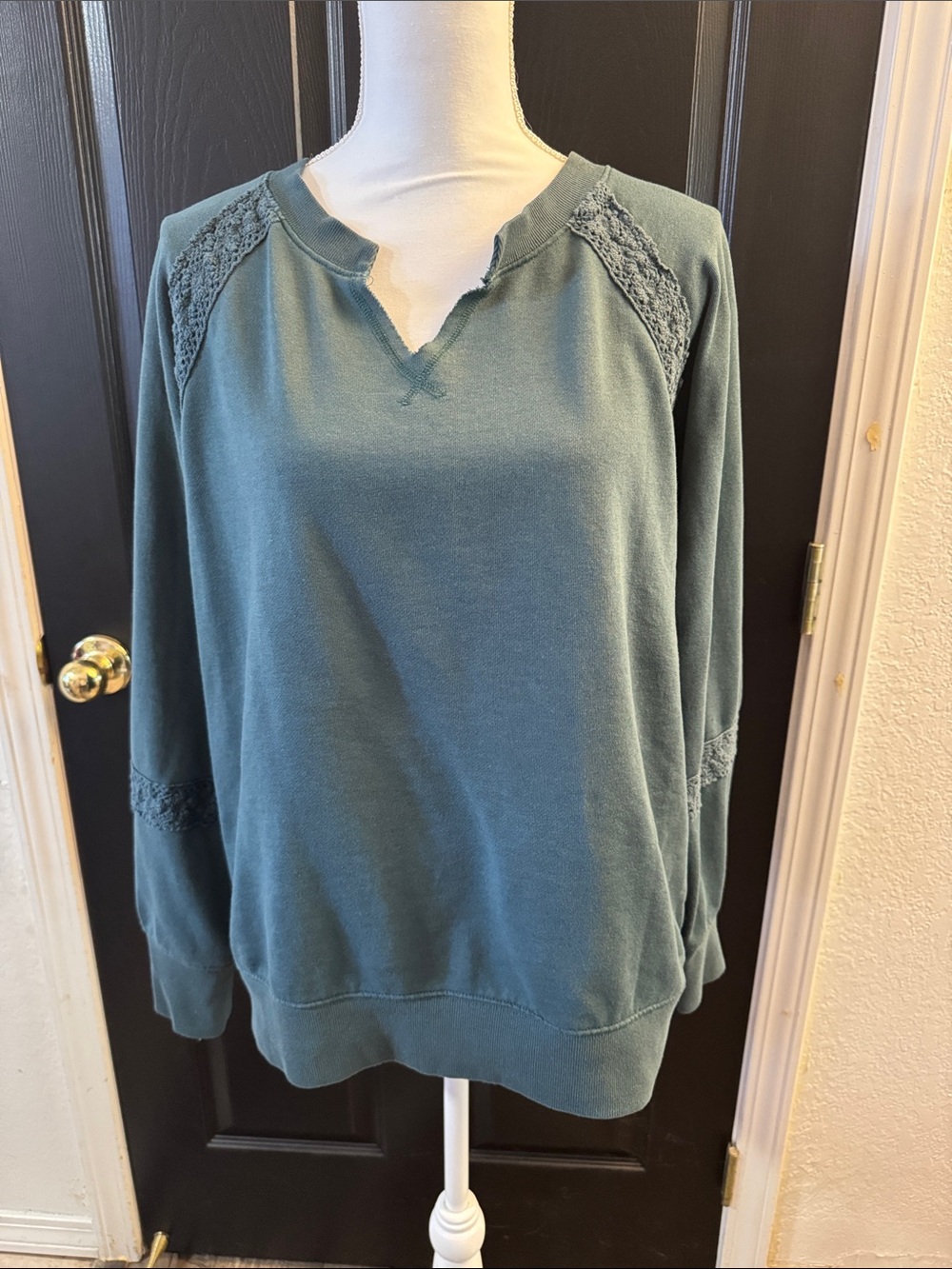 Maurices Teal Lace-Trim Pullover